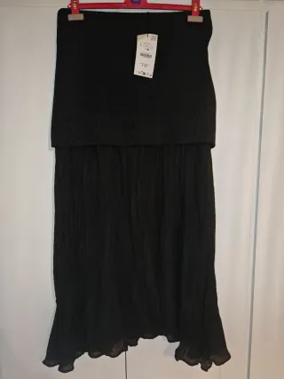 Falda Zara Plisada Marrón L