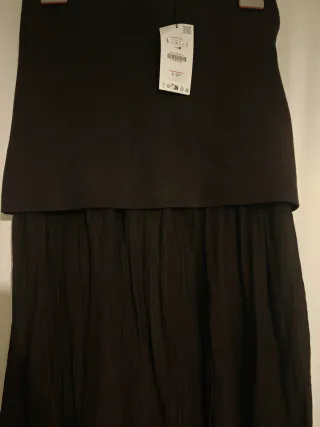 Falda Zara Plisada Marrón L