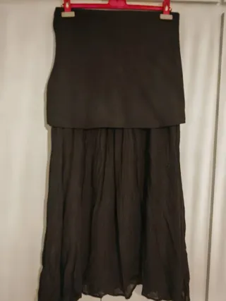 Falda Zara Plisada Marrón L