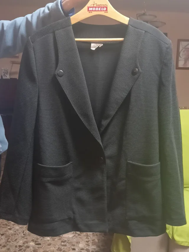 Chaqueta Blazer de mujer, color negro, con bolsill