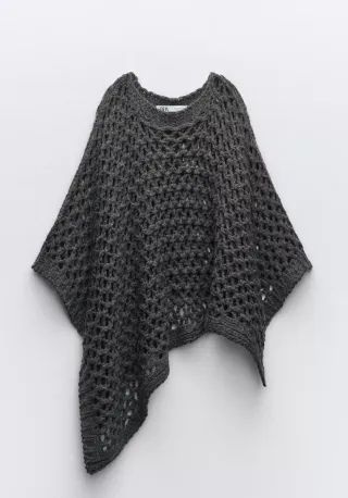 Poncho Zara Gris Talla Única