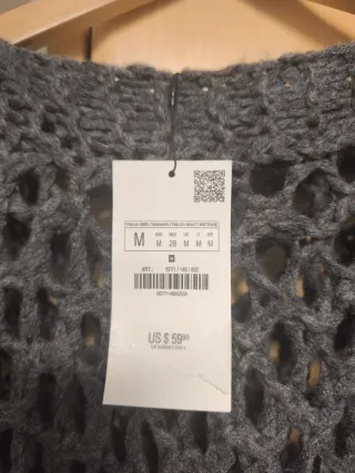 Poncho Zara Gris Talla Única