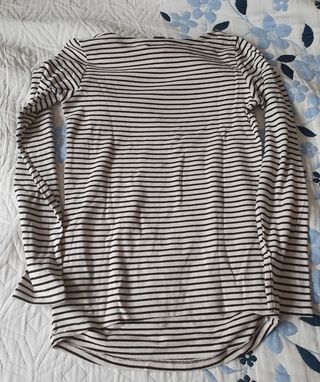 Camiseta premamá rayas beige y marrón