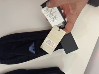 zapatillas de casa armani negras logo azul