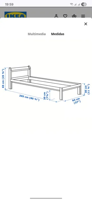 Cama individual madera Ikea NEIDEN