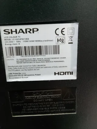 Televisor Sharp Negro y Plateado