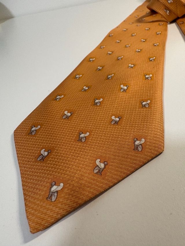 Corbata Olimpo Naranja con Dibujos Blancos