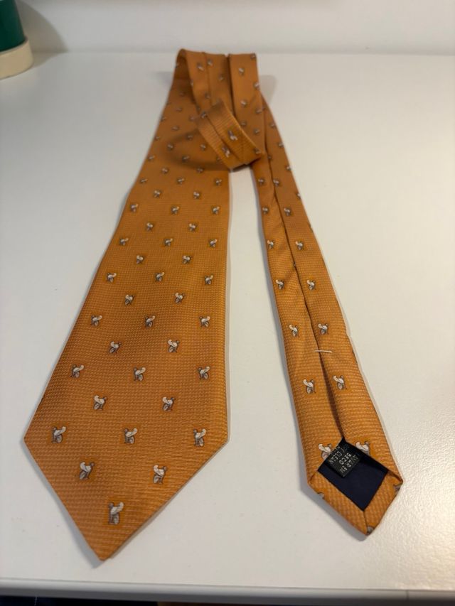 Corbata Olimpo Naranja con Dibujos Blancos