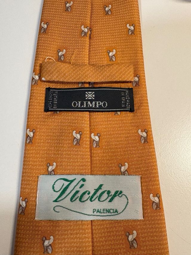 Corbata Olimpo Naranja con Dibujos Blancos