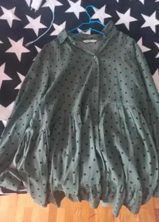 Vestido verde lunares manga larga