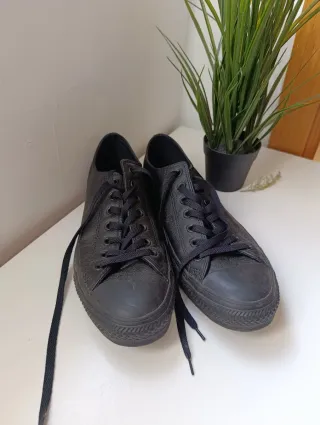 Converse All Star bajo, piel, triple negro T46