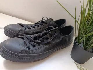 Converse All Star bajo, piel, triple negro T46