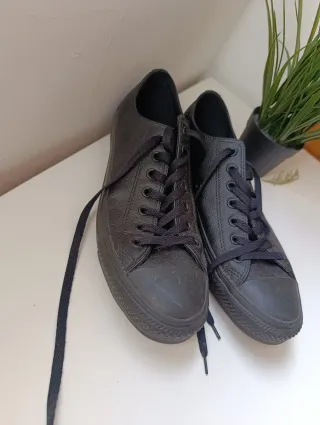 Converse All Star bajo, piel, triple negro T46