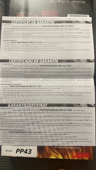 Filtro aire deportivo PILOT para Renault 1.5dci