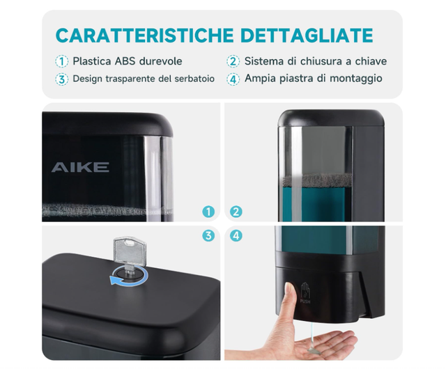 Dispenser Sapone Liquido AIKE 1200ml