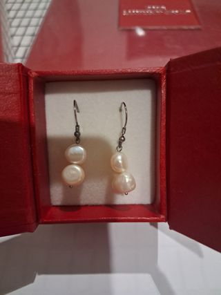 Pendientes Perlas Cultivadas color Oro Blanco