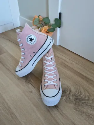 Converse con plataforma talla 39 color rosa