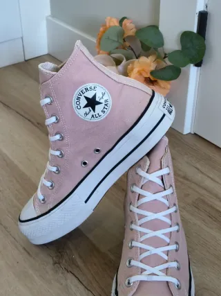 Converse con plataforma talla 39 color rosa