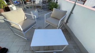 Conjunto Muebles Jardín Metal Beige