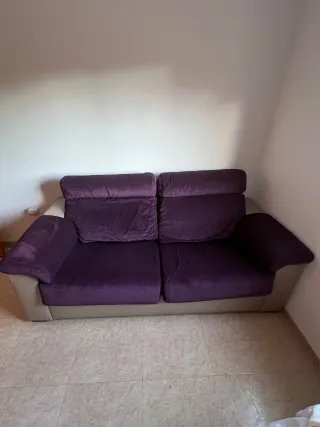 Sofá Cama Beige y Morado