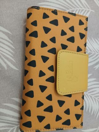Cartera Billetera Naranja con Triángulos Negros