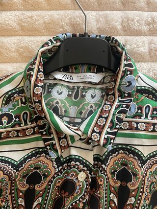 Camisa Zara Estampada Multicolor Talla L