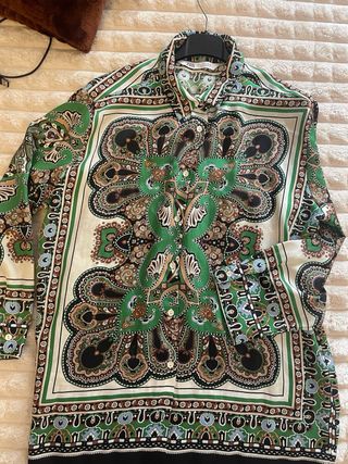 Camisa Zara Estampada Multicolor Talla L