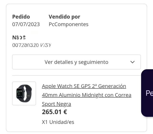 Apple Watch SE 40mm Gris Espacial