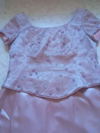 Conjunto fiesta falda midi y corpiño rosa