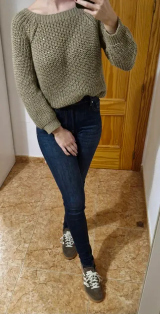 Jersey punto caqui con brillos