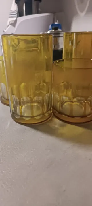 Juego 6 Vasos Cristal Amarillo