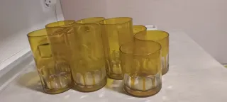 Juego 6 Vasos Cristal Amarillo