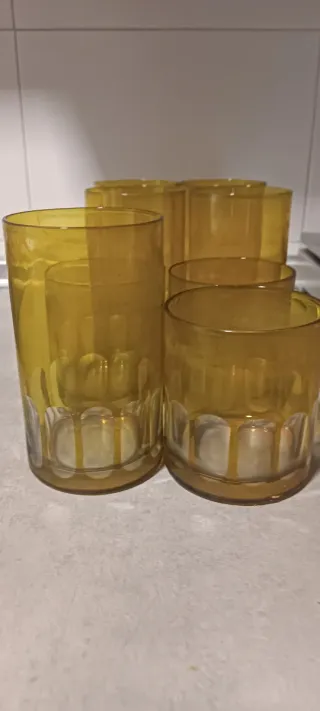 Juego 6 Vasos Cristal Amarillo