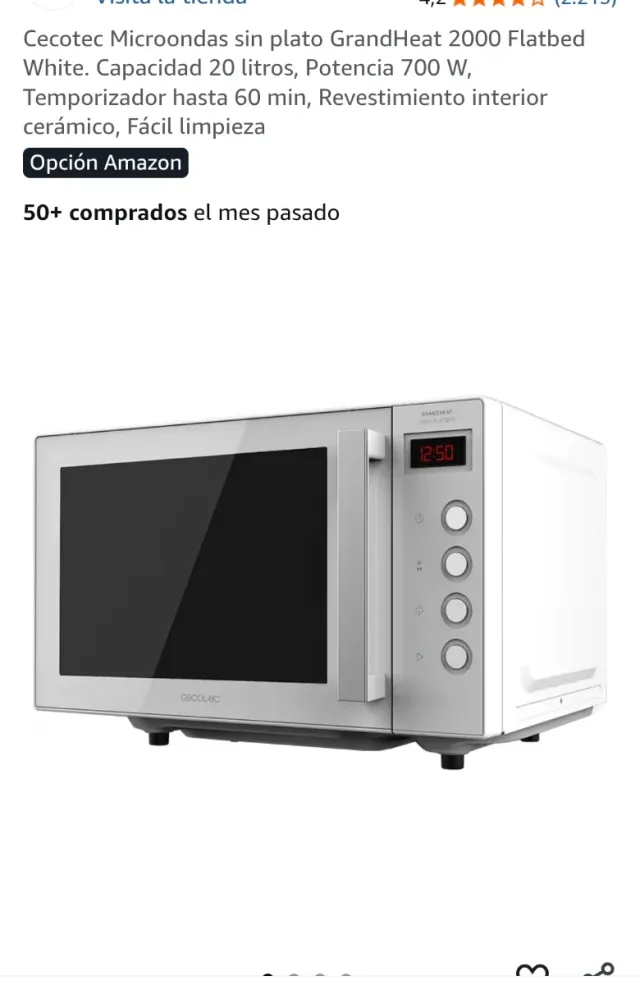 Cecotec Microondas GrandHeat 2000