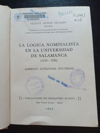 La lógica nominalista en la Universidad de Salaman