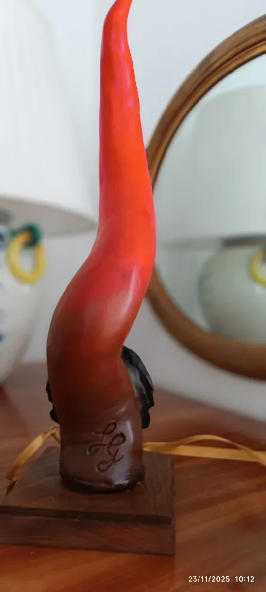 Corno Portafortuna con Maschera Pulcinella 37cm