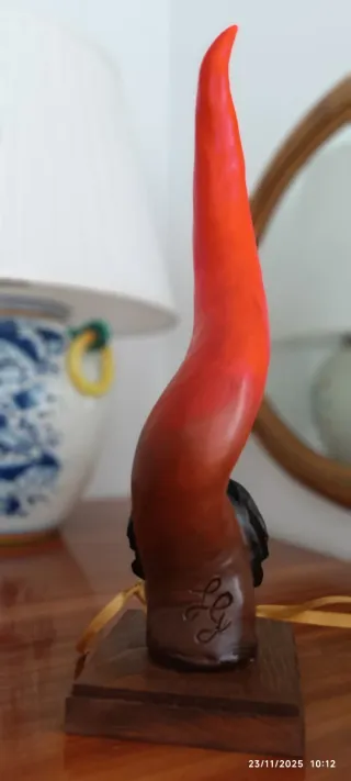 Corno Portafortuna con Maschera Pulcinella 37cm