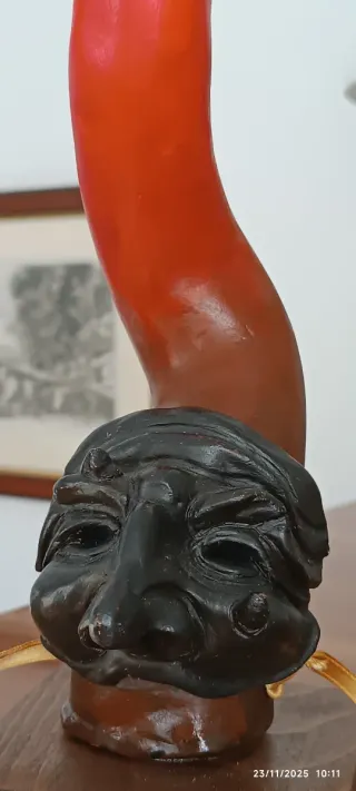Corno Portafortuna con Maschera Pulcinella 37cm