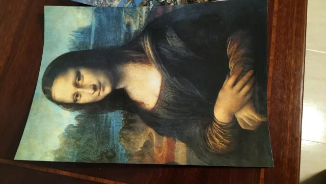 2 Postales Vintage Grandes: Mona Lisa y París