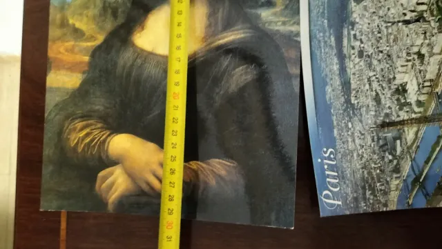 2 Postales Vintage Grandes: Mona Lisa y París