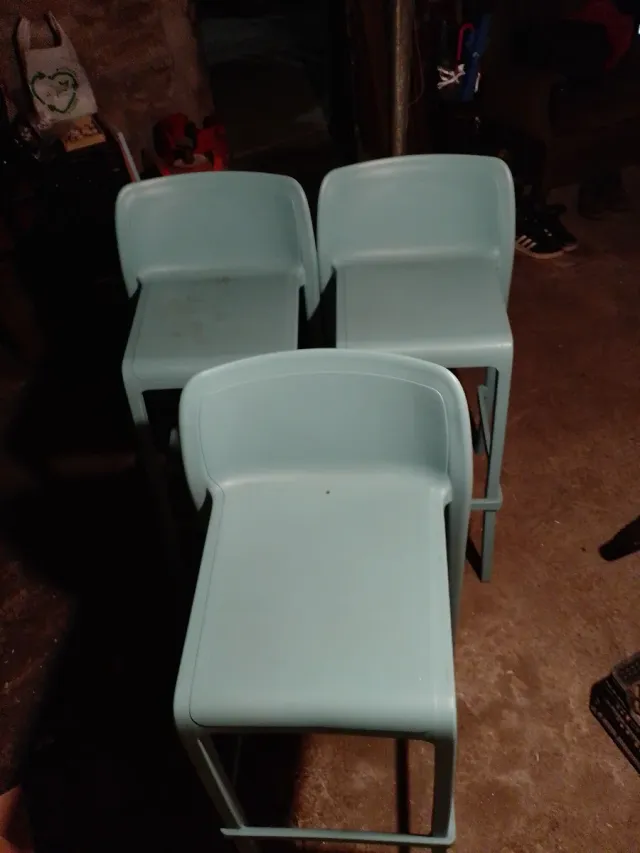 Taburetes altos color teal (Set de 3)