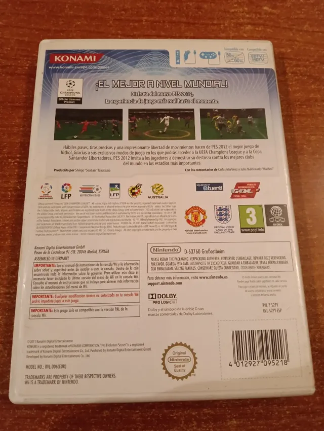 Juego Wii PES 2012 Pro Evolution Soccer