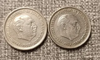 2 Monedas 25 Pesetas 1957* 59*71* Franco
