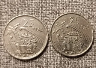 2 Monedas 25 Pesetas 1957* 59*71* Franco