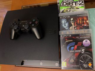 Consola PS3 Slim Negra + 3 Juegos + Mando