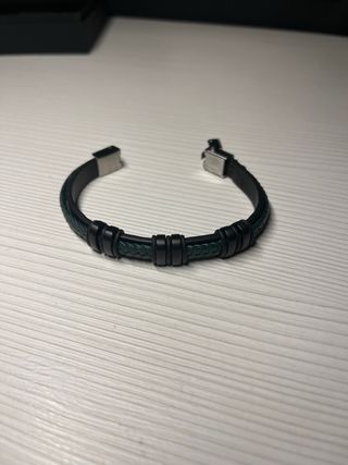 Pulsera Lotus Style Piel Trenzada Verde