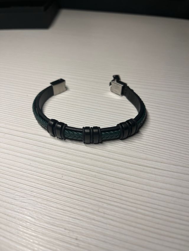 Pulsera Lotus Style Piel Trenzada Verde