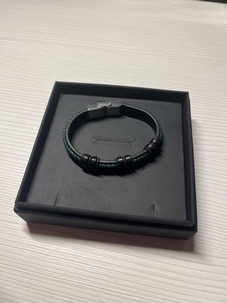 Pulsera Lotus Style Piel Trenzada Verde