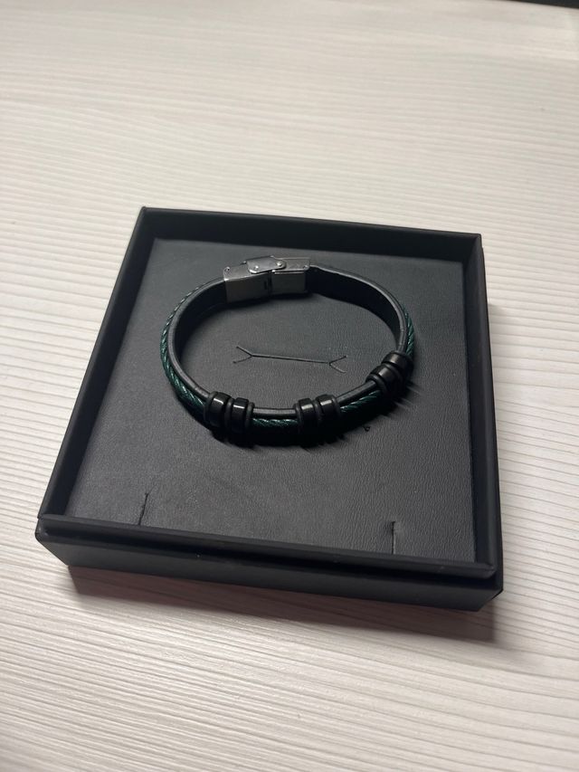 Pulsera Lotus Style Piel Trenzada Verde