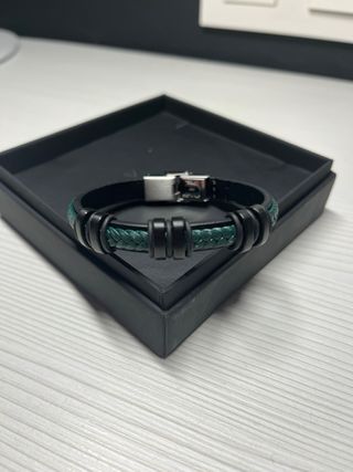 Pulsera Lotus Style Piel Trenzada Verde